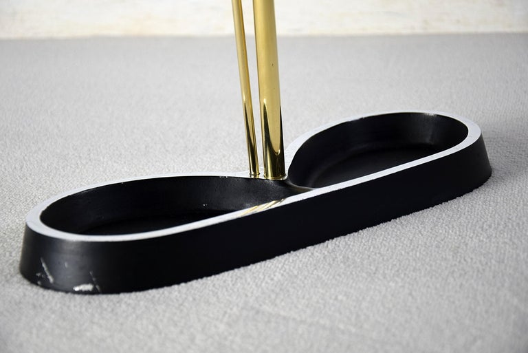 MidCentury Modern Brass and Black Umbrella Stand For Sale at 1stDibs