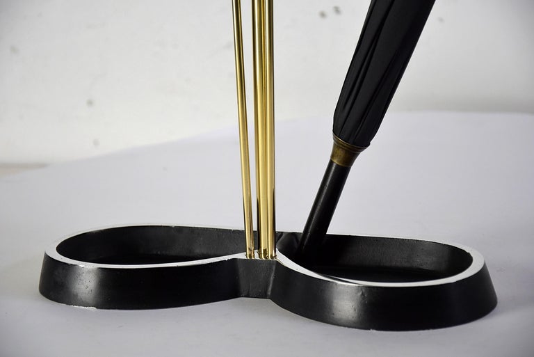 MidCentury Modern Brass and Black Umbrella Stand For Sale at 1stDibs