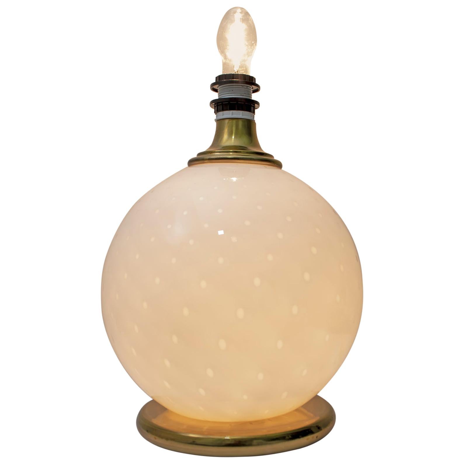 Mid-Century Modern Brass and Blown Murano Glass Table Lamp, 1970s