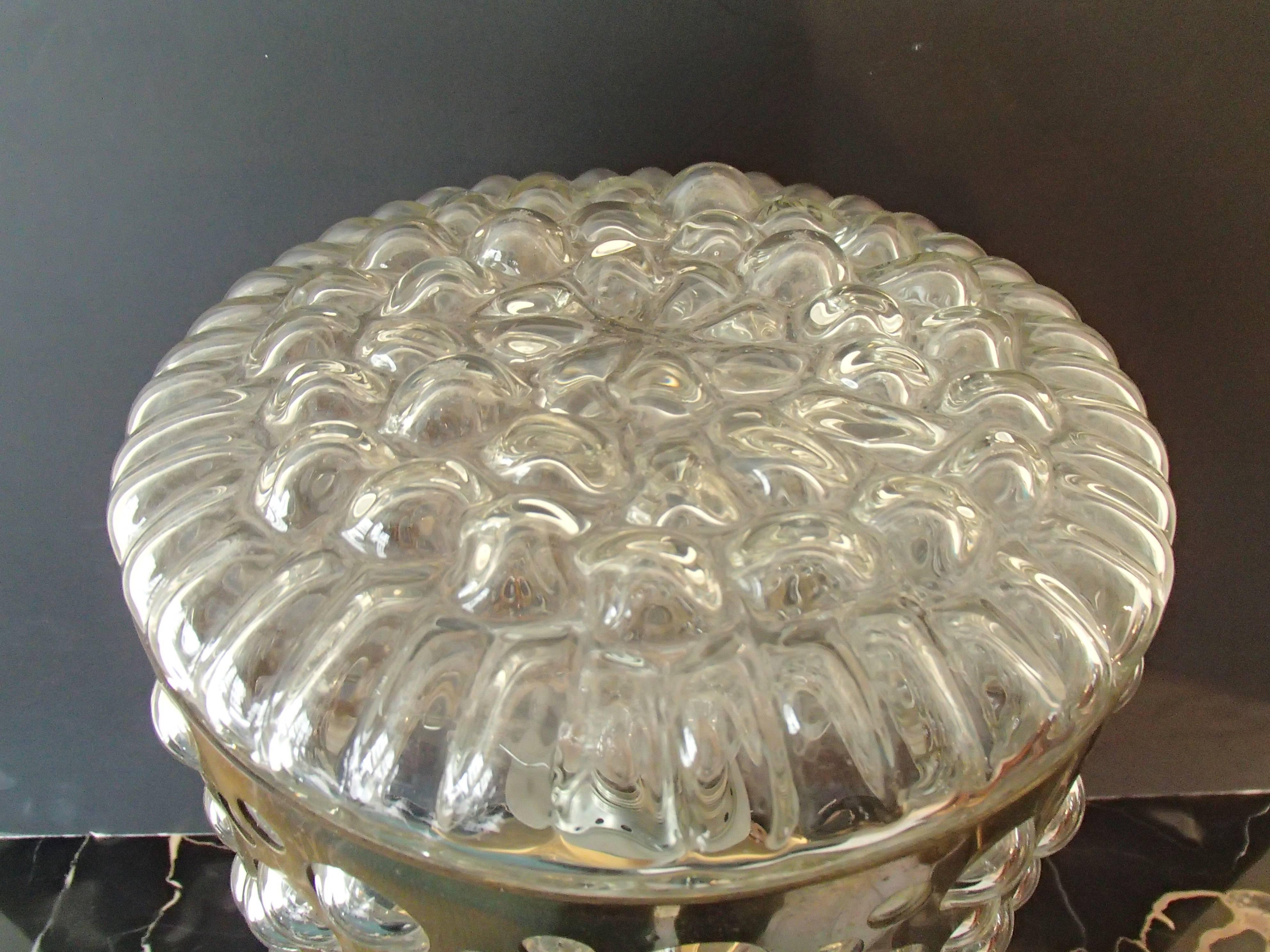 Mid-Century Modern Brass and Bubble Glass Table Lamp 3
