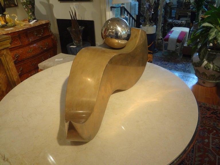 Mid-Century Modern Brass and Chrome Abstract Sculpture 2