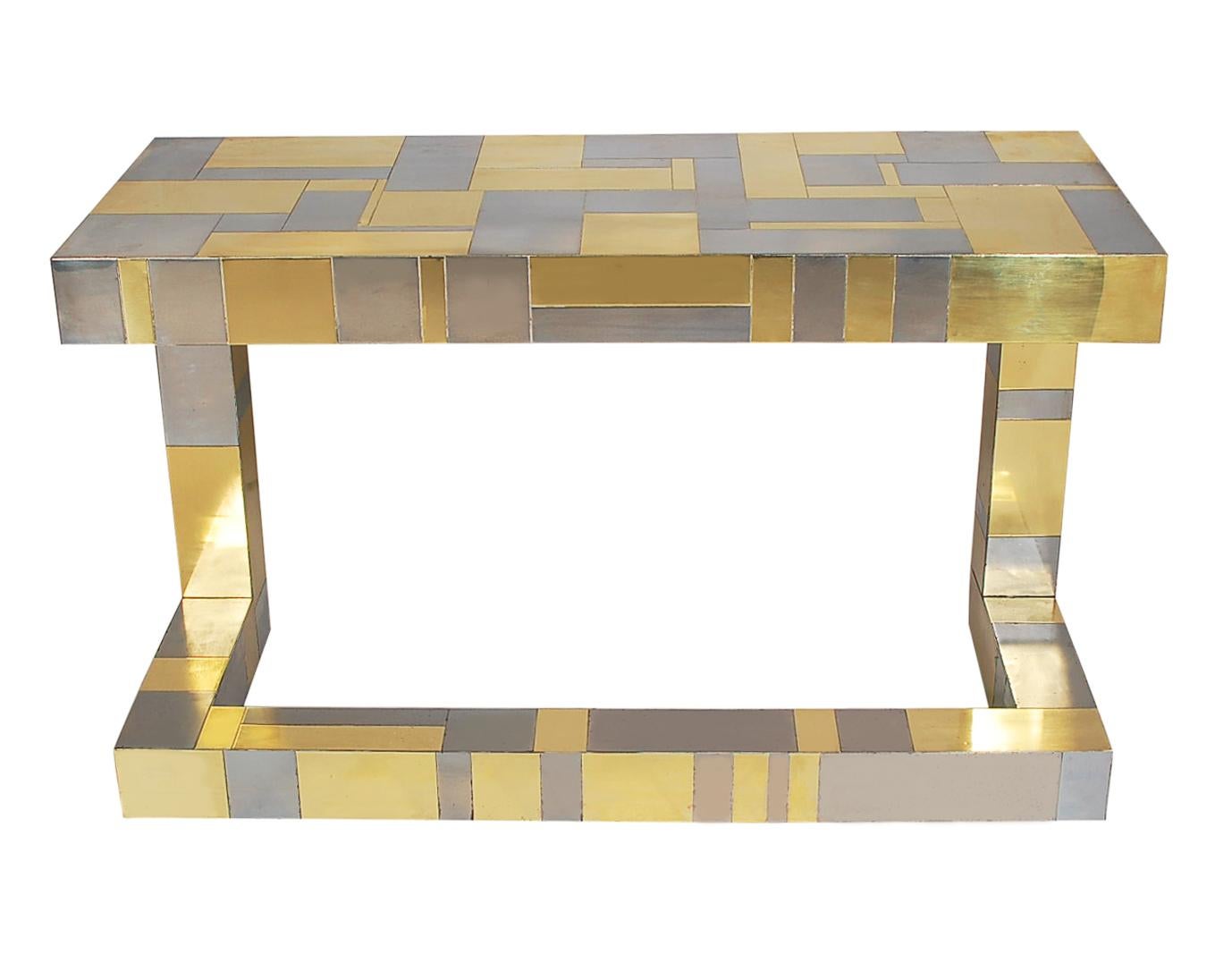 Mid-Century Modern Brass and Chrome Cityscape Desk by Paul Evans for Directional In Good Condition In Philadelphia, PA