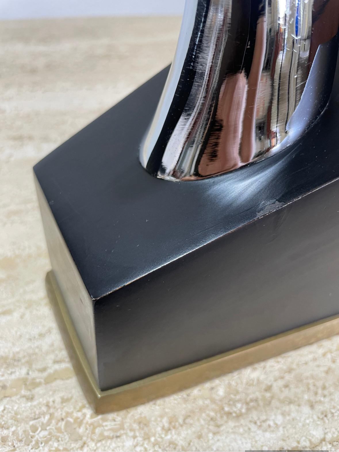 Mid Century Modern Brass and Chrome Gazelle Antelope Bookends - a Pair 1