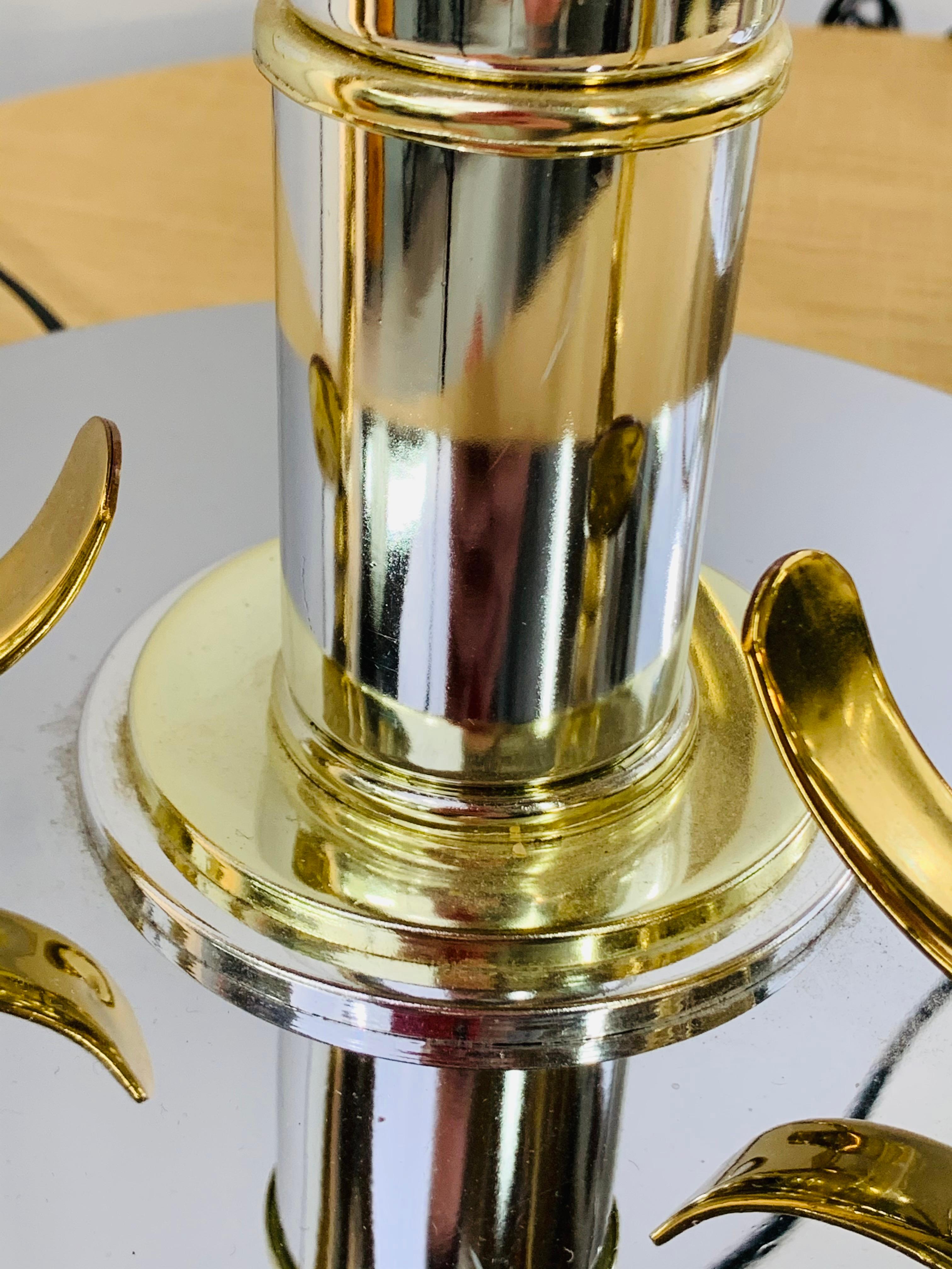 Mid-Century Modern Brass and Chrome Table Lamp, a Pair For Sale 10