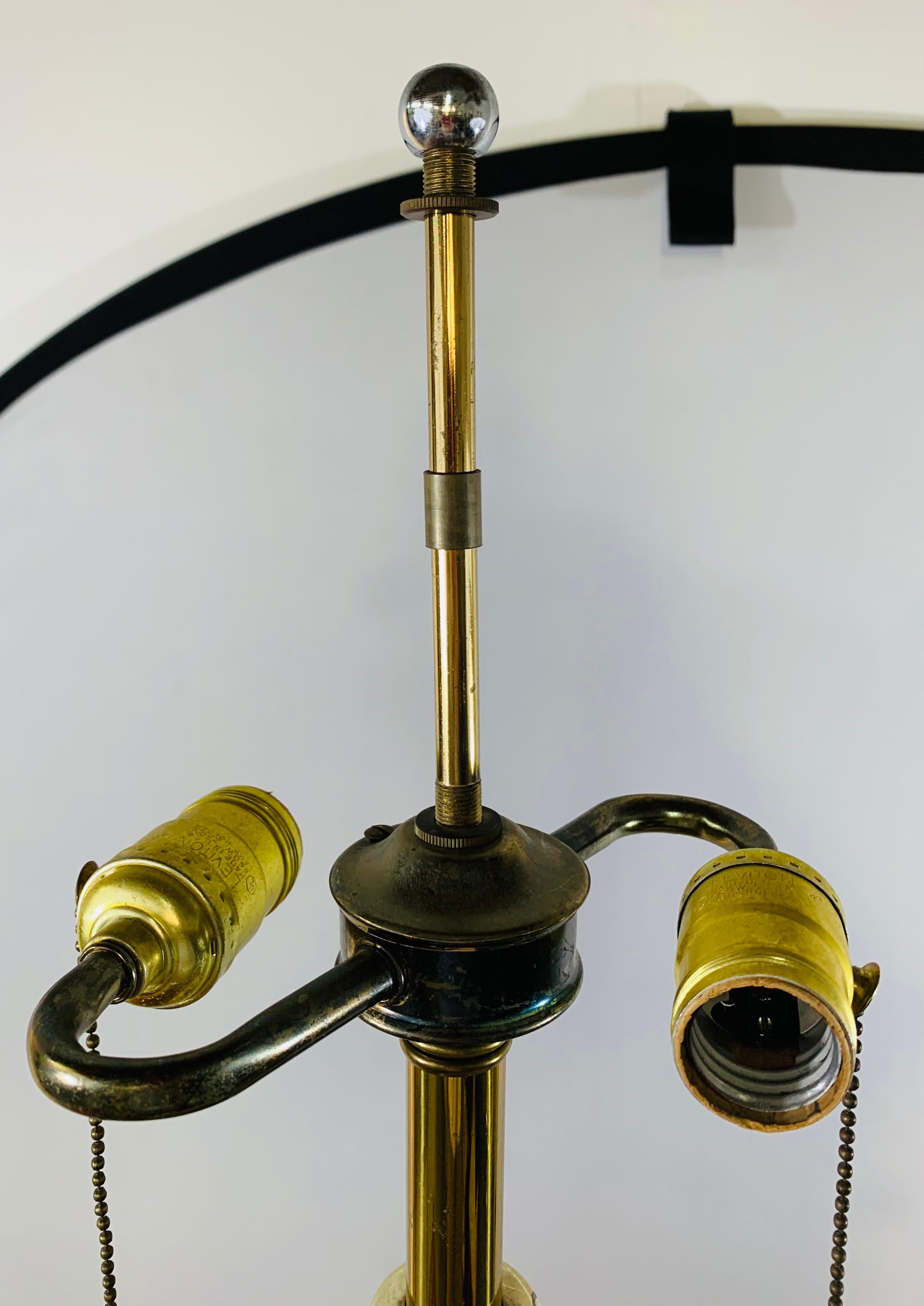 Mid-Century Modern Brass and Chrome Table Lamp, a Pair In Good Condition For Sale In Plainview, NY