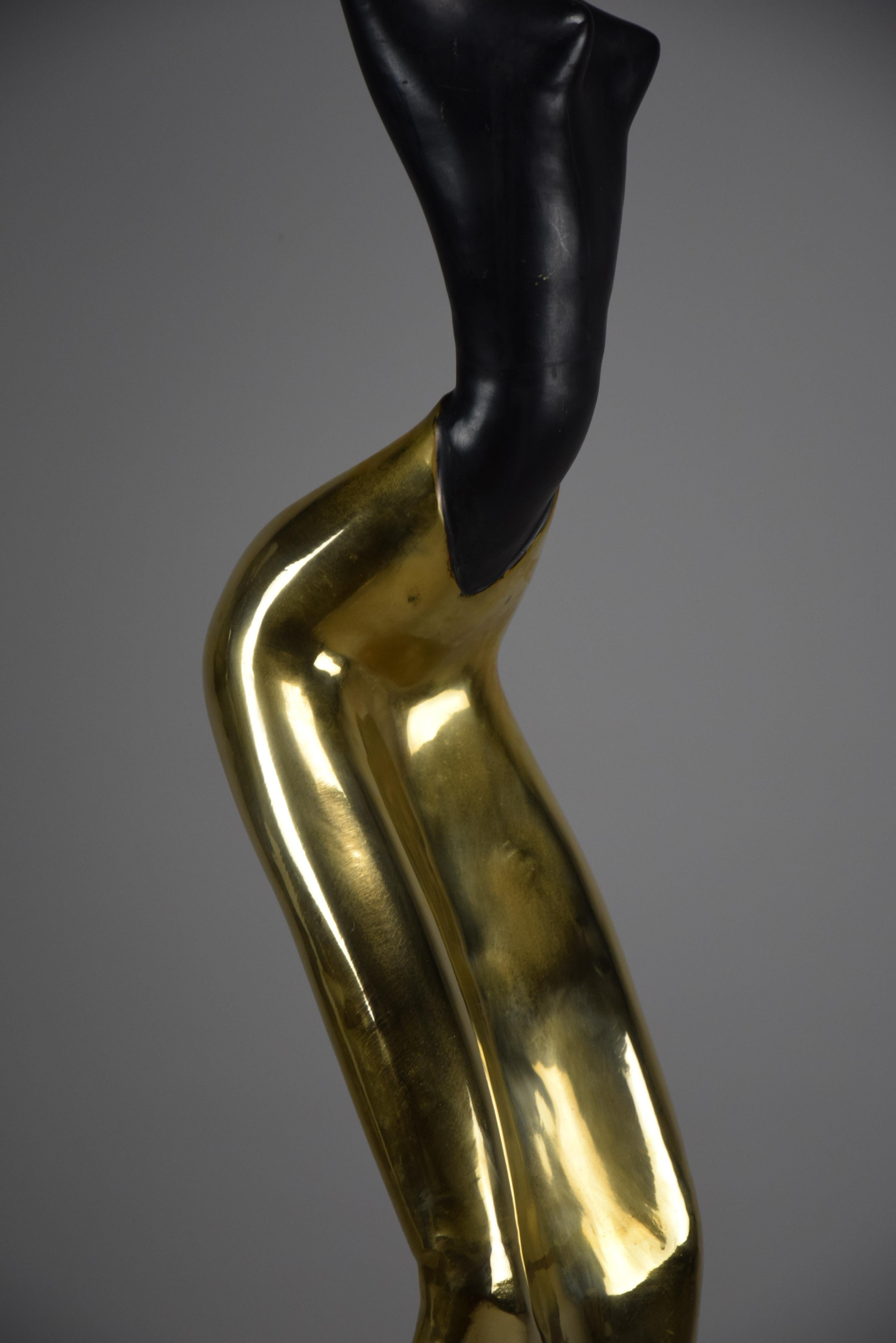 Austrian Mid-Century Modern Brass and Copper Female of the Ndebele Tribe Sculpture For Sale