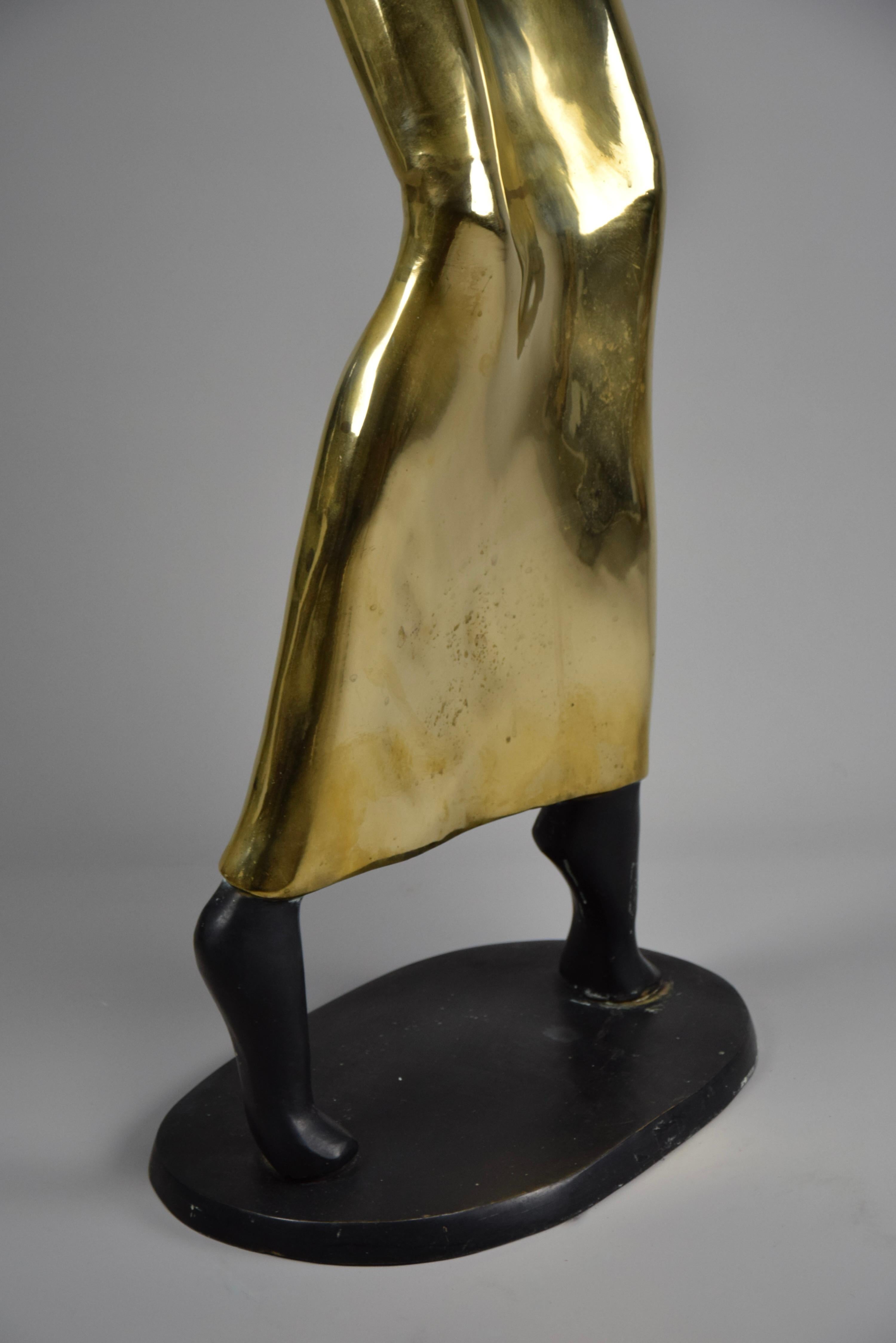 Mid-Century Modern Brass and Copper Female of the Ndebele Tribe Sculpture In Good Condition For Sale In Weesp, NL