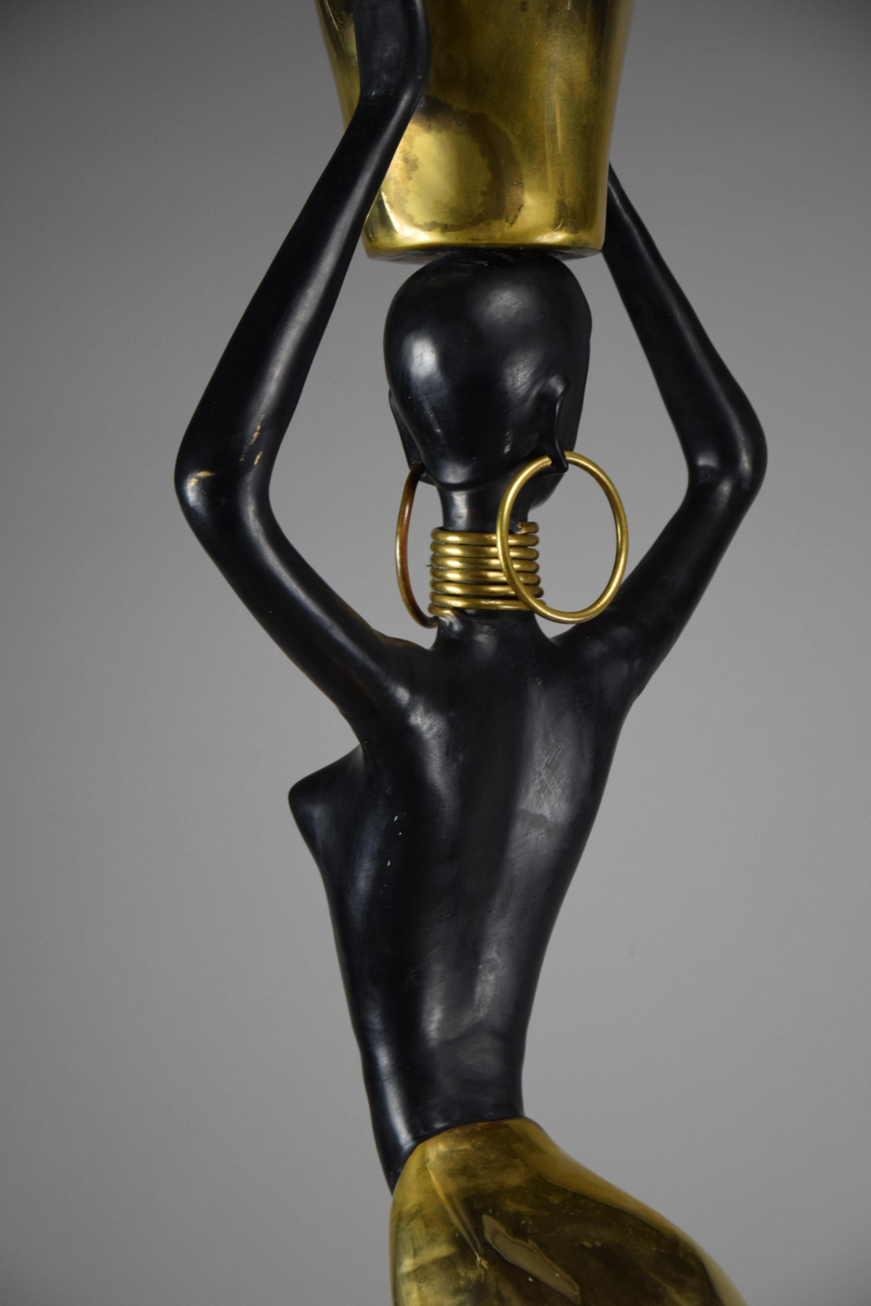 Mid-Century Modern Brass and Copper Female of the Ndebele Tribe Sculpture For Sale 4