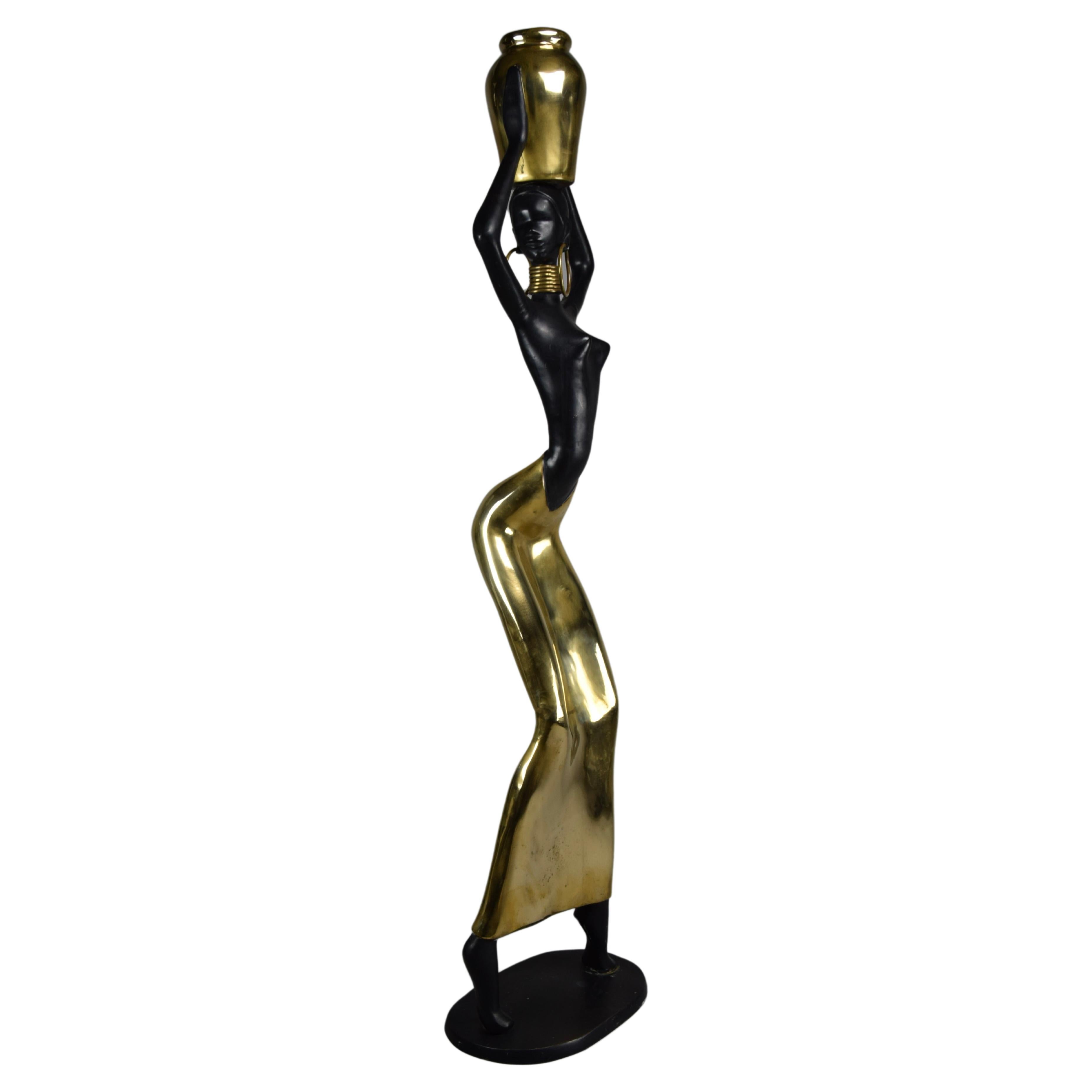 Mid-Century Modern Brass and Copper Female of the Ndebele Tribe Sculpture