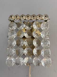 Moderne Wandleuchter aus Messing und Kristallglas, Italien, 1960er Jahre / 3er-Set