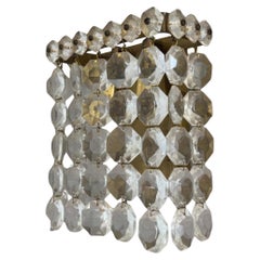 Vintage Mid-Century Modern Brass and Crystal Glass Wall Sconces, Italy, 1960s / Set of 3