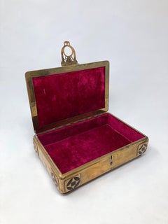 Mid-Century Modern Brass and Exotic Wood Playing Card Box