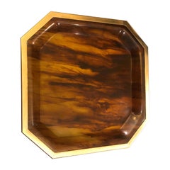 Mid-Century Modern Brass and Fake Tortoise Resin Italian Tray, circa 1960