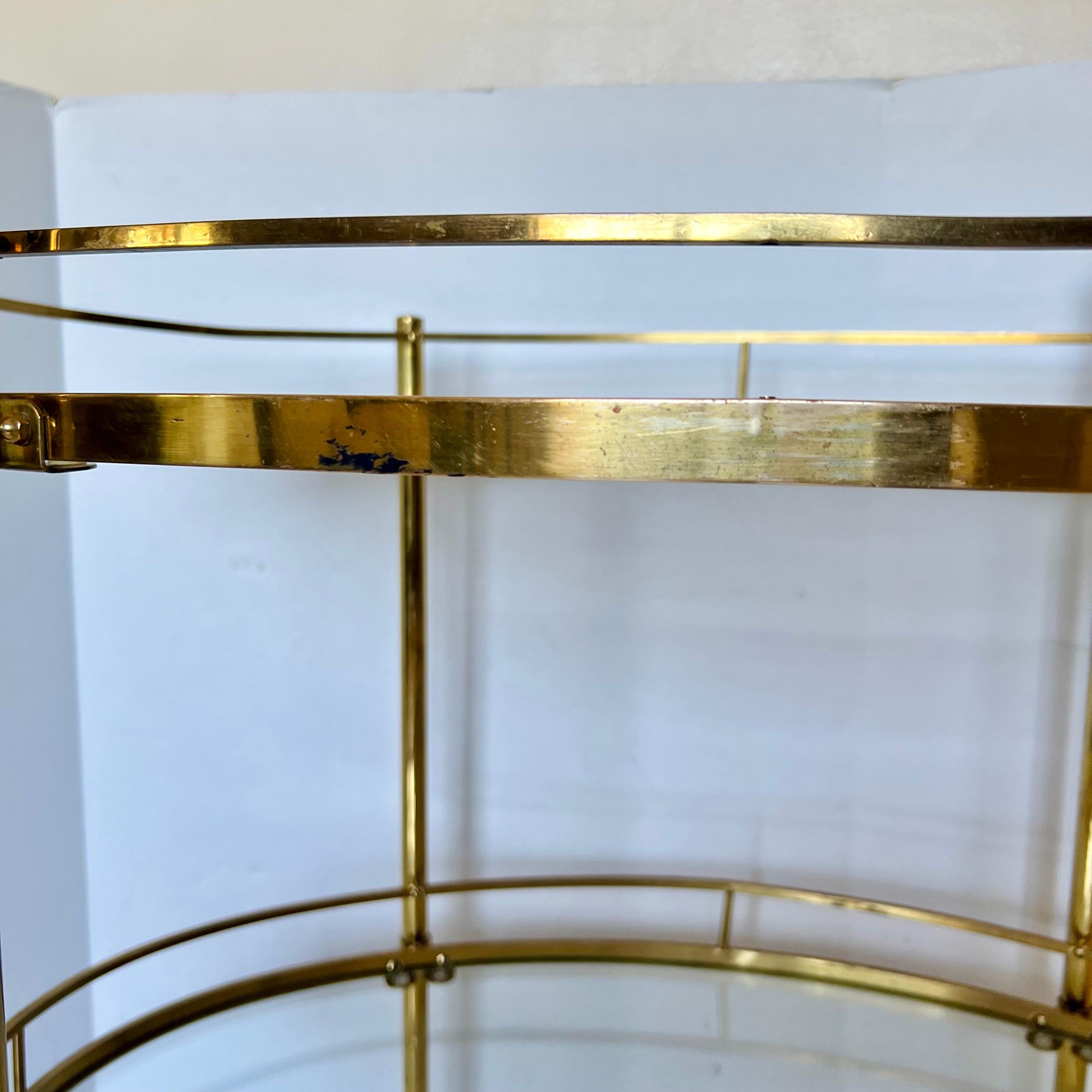 Mid-Century Modern Brass and Glass Bar Cart, 1960s For Sale 5