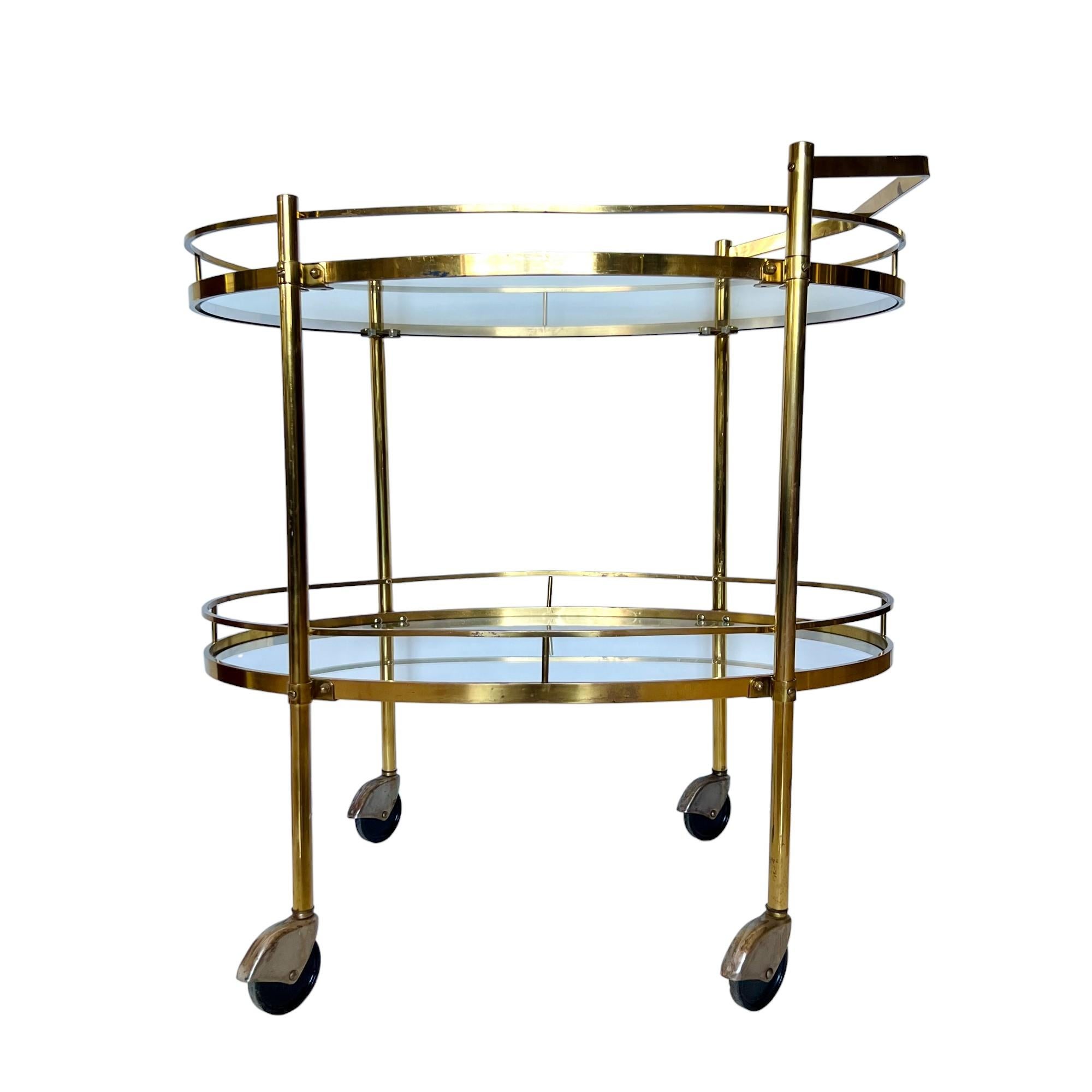 Mid-Century Modern Brass and Glass Bar Cart, 1960s For Sale 2