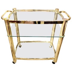Mid-Century Modern Brass and Glass Bar Cart