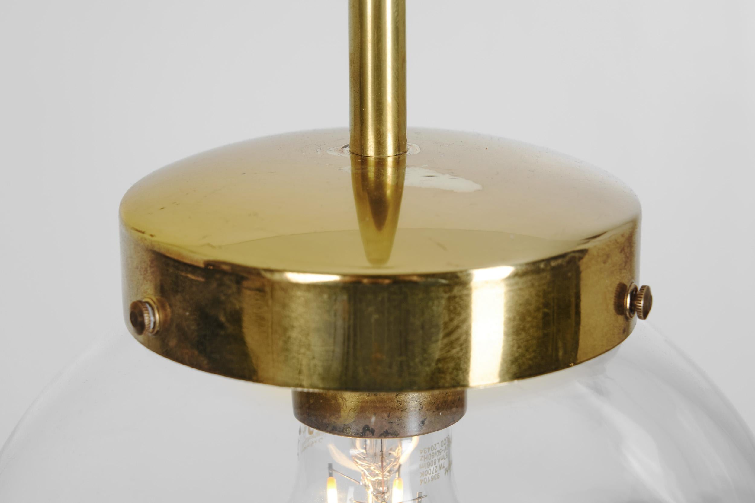 Mid-Century Modern Brass and Glass Ceiling Lamp, Europe ca 1950s For Sale 10