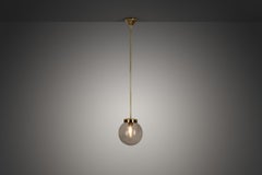 Mid-Century Modern Brass and Glass Ceiling Lamp, Europe ca 1950s