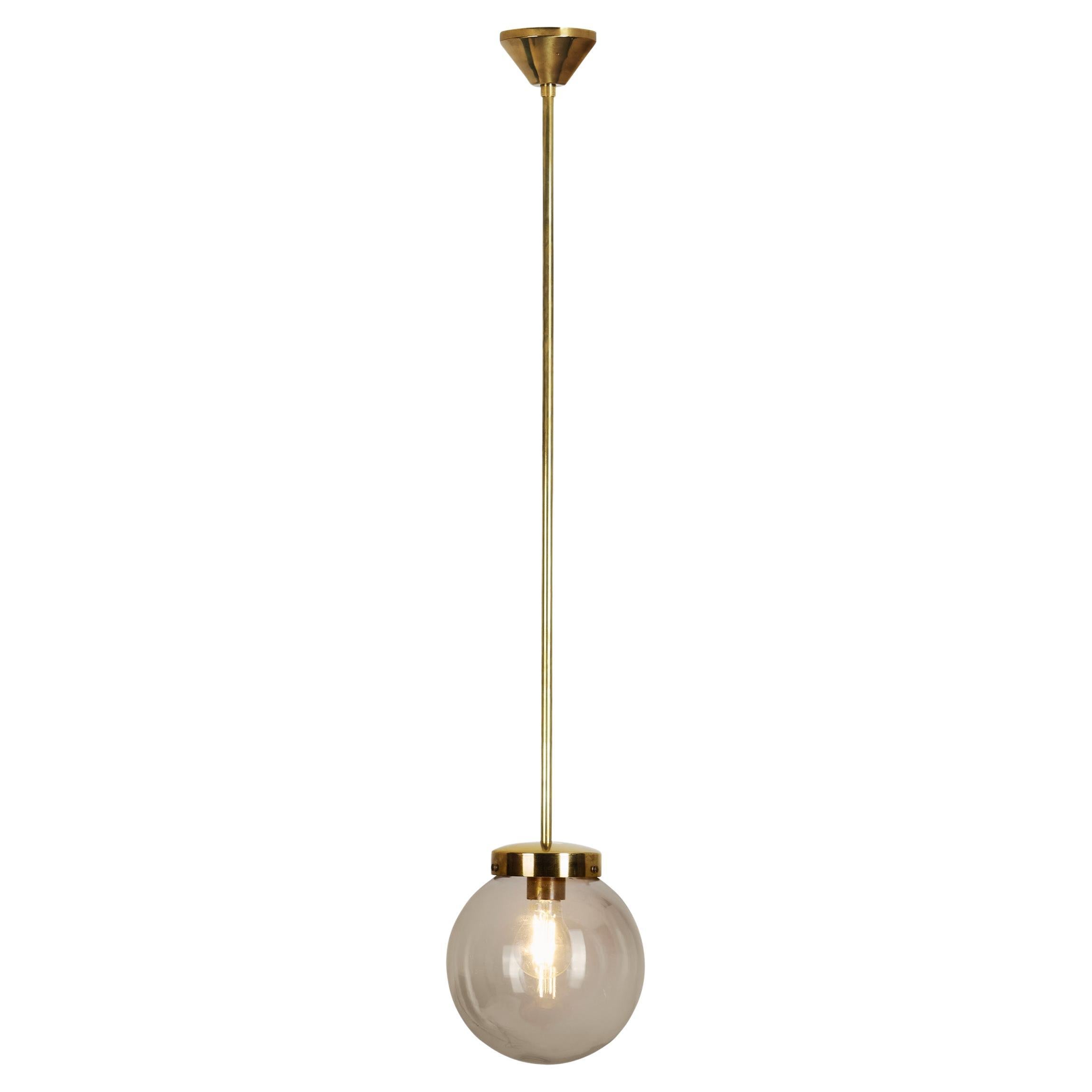 Moderne Deckenlampe aus Messing und Glas, Europa ca. 1950er Jahre