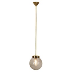 Vintage Mid-Century Modern Brass and Glass Ceiling Lamp, Europe ca 1950s