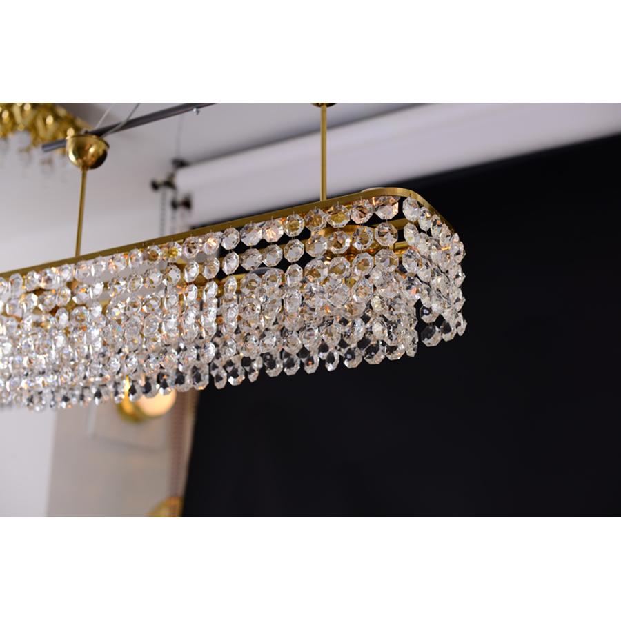 Austrian Mid-Century Modern Style Brass and Glass Chandelier, Re Edition For Sale