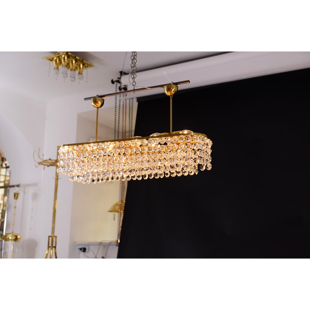 Hand-Crafted Mid-Century Modern Style Brass and Glass Chandelier, Re Edition For Sale
