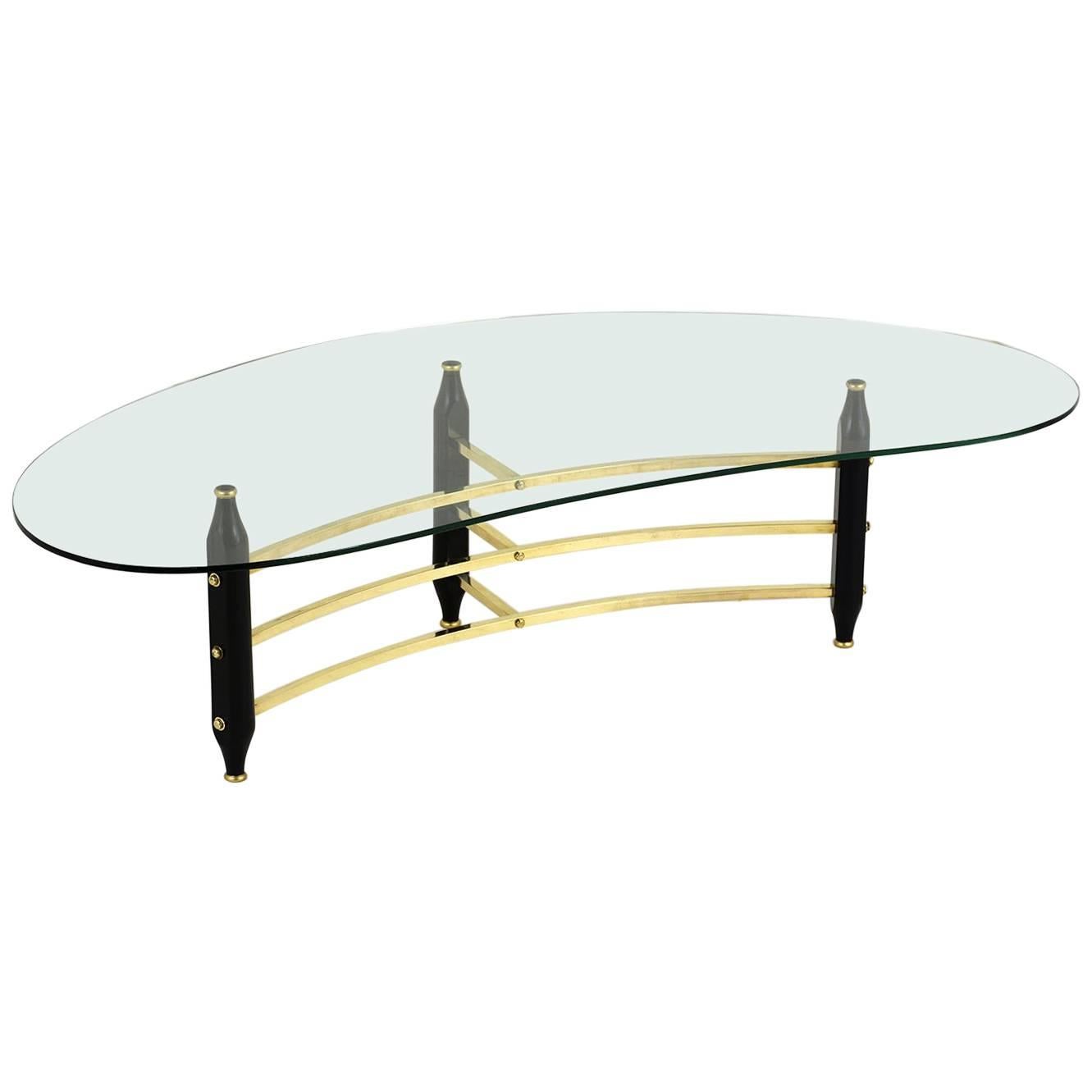 French Brass and Glass MidCentury Modern Display Coffee Table at 1stDibs