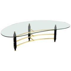 Mid-Century Modern Brass and Glass Coffee Table