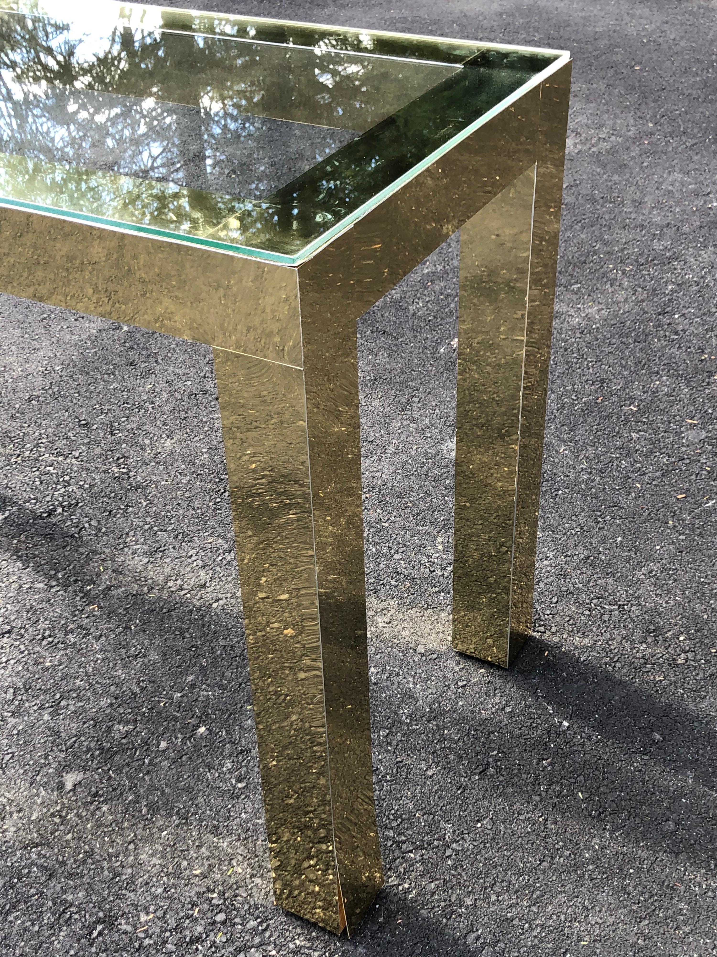 Mid-Century Modern Brass and Glass Console For Sale 7