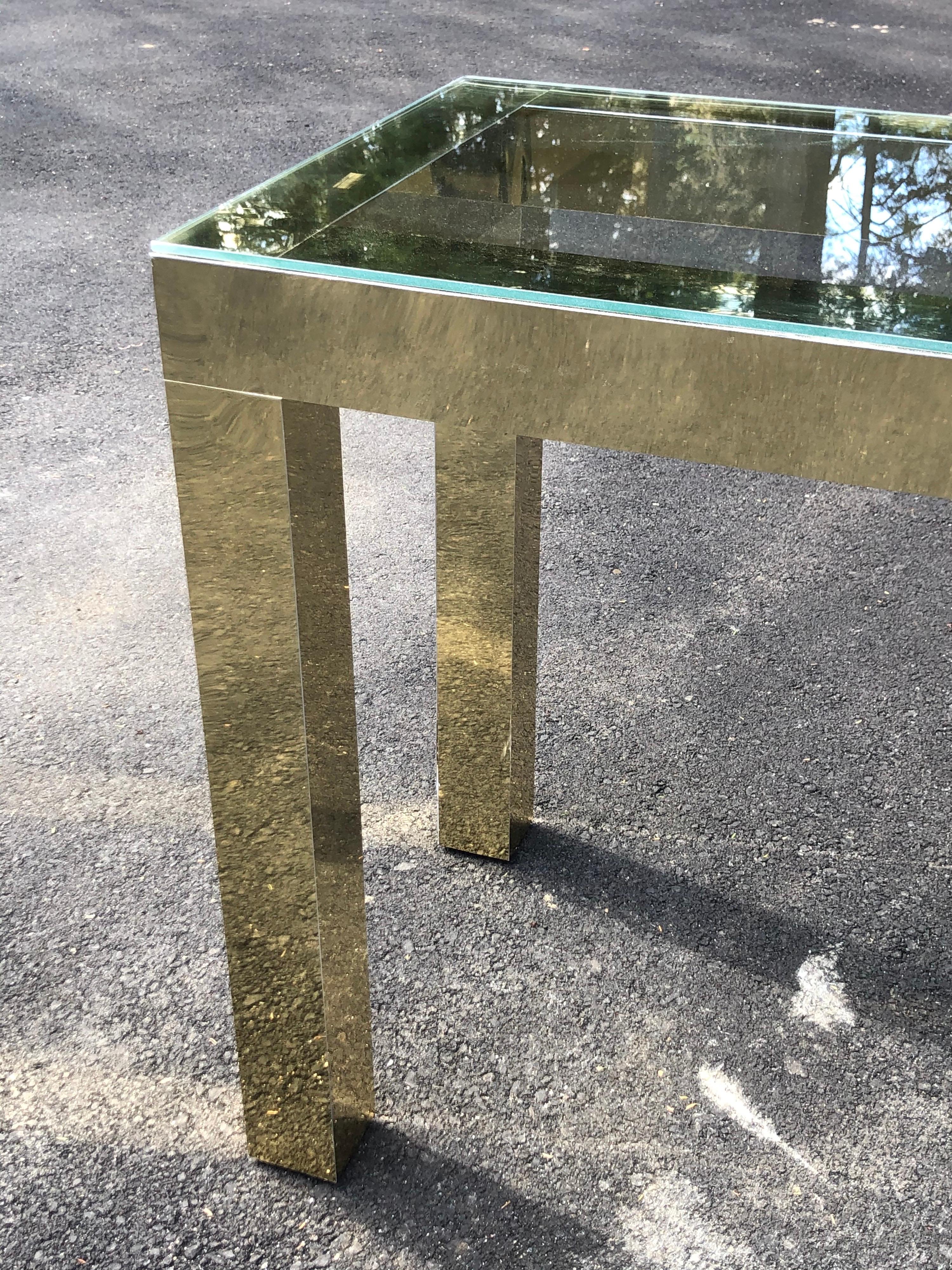 Mid-Century Modern Brass and Glass Console For Sale 8
