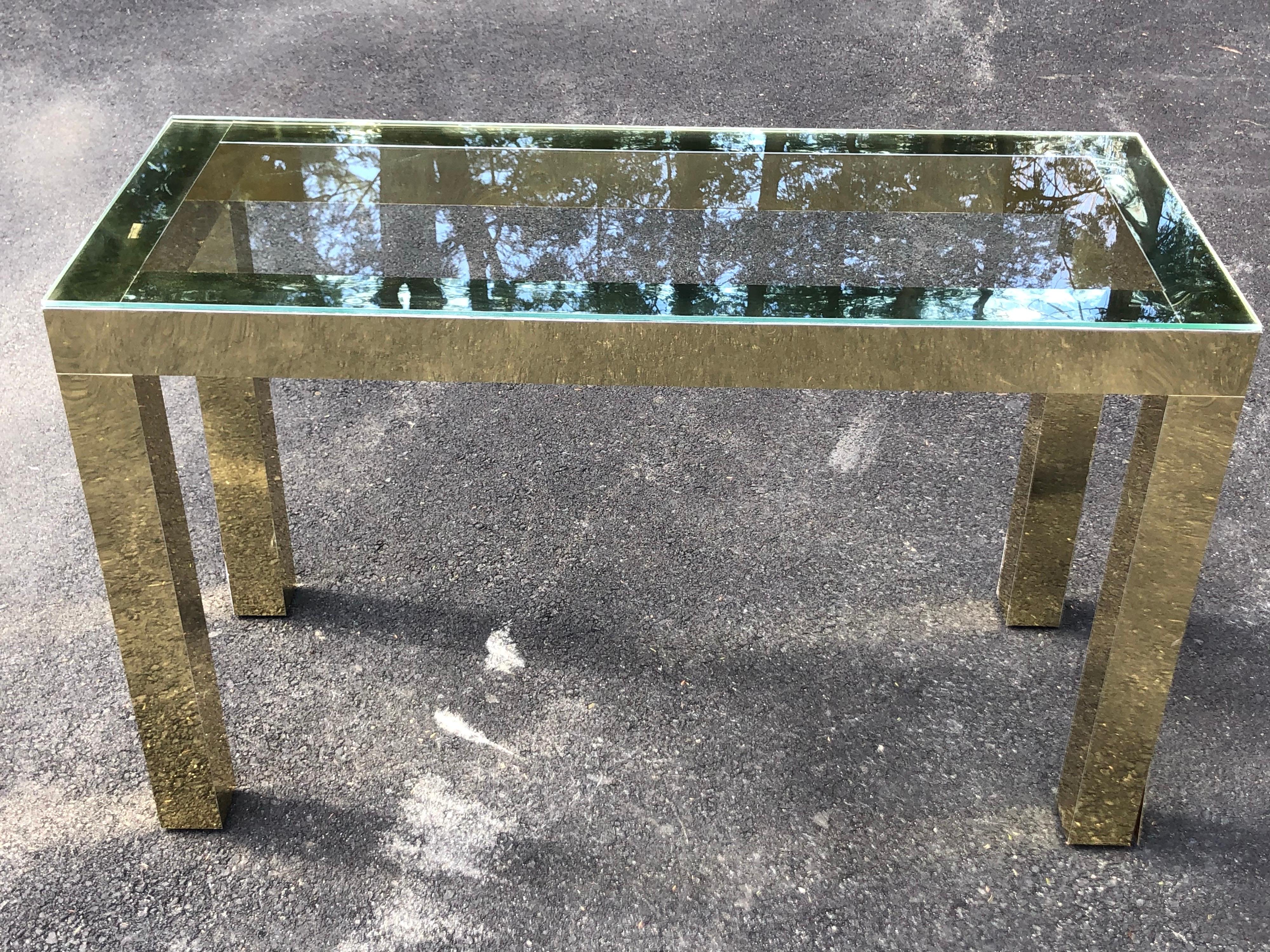 Mid-Century Modern Brass and Glass Console For Sale 9