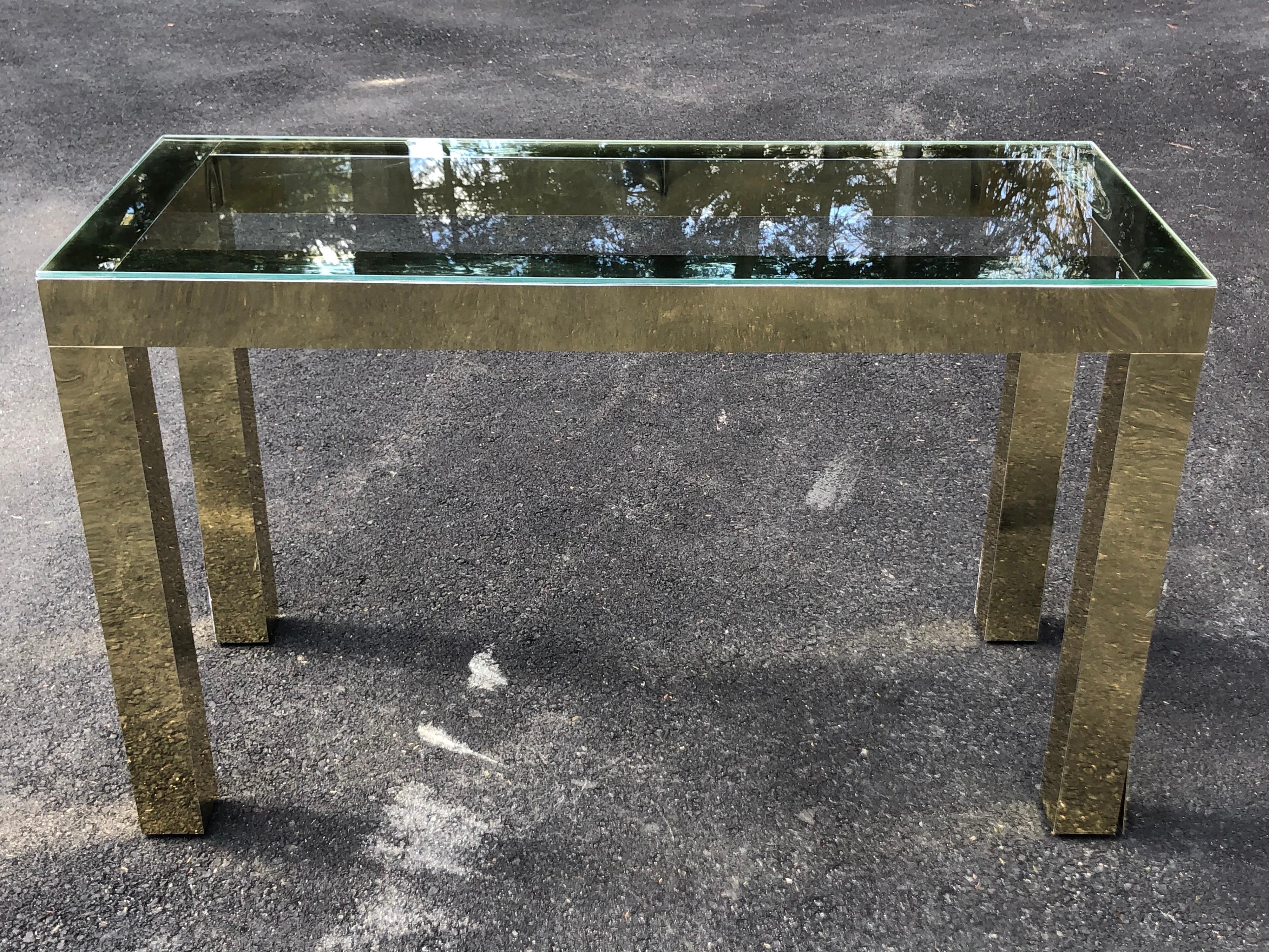 Mid-Century Modern Brass and Glass Console For Sale 10