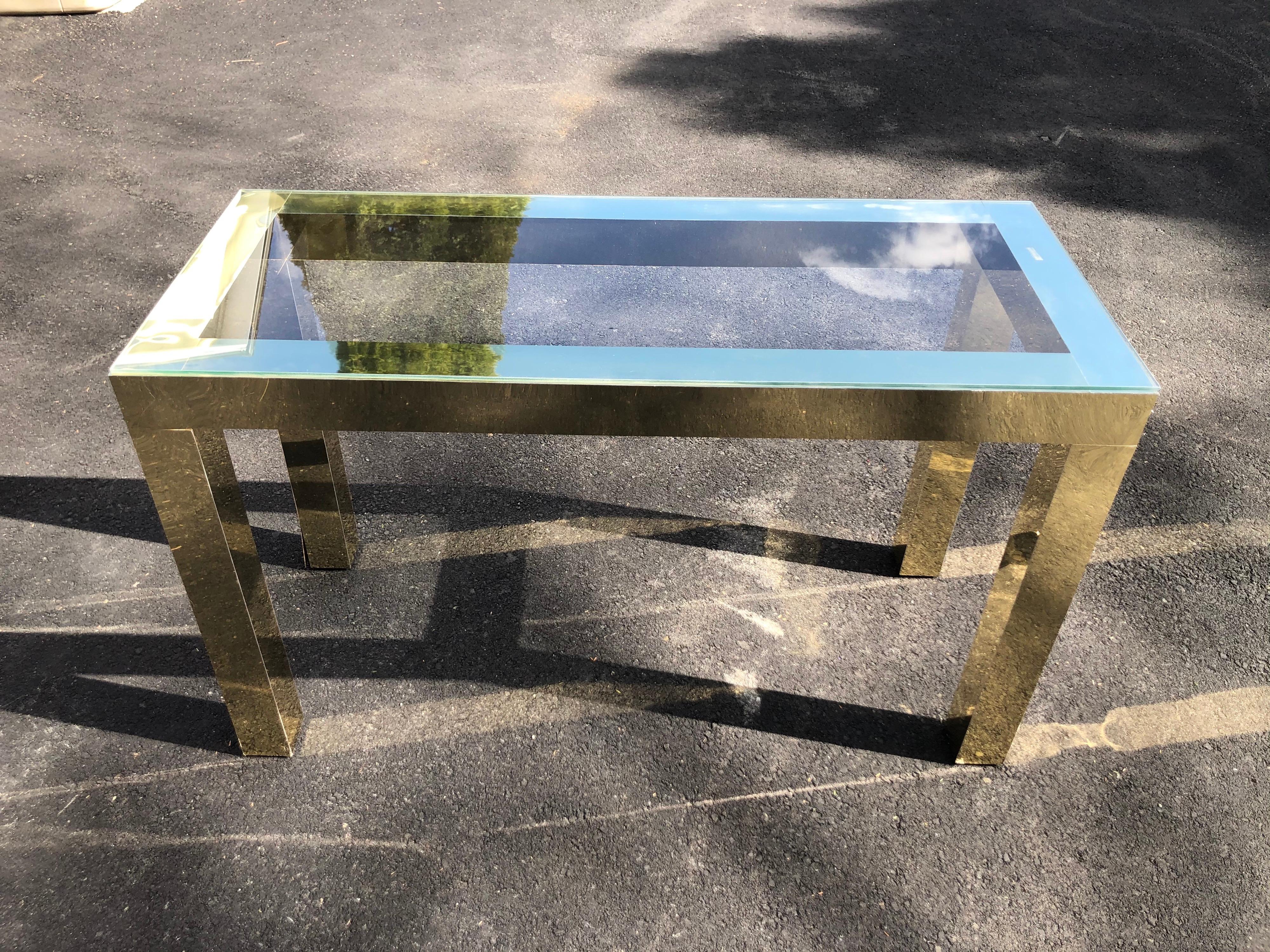 Mid-Century Modern Brass and Glass Console For Sale 12