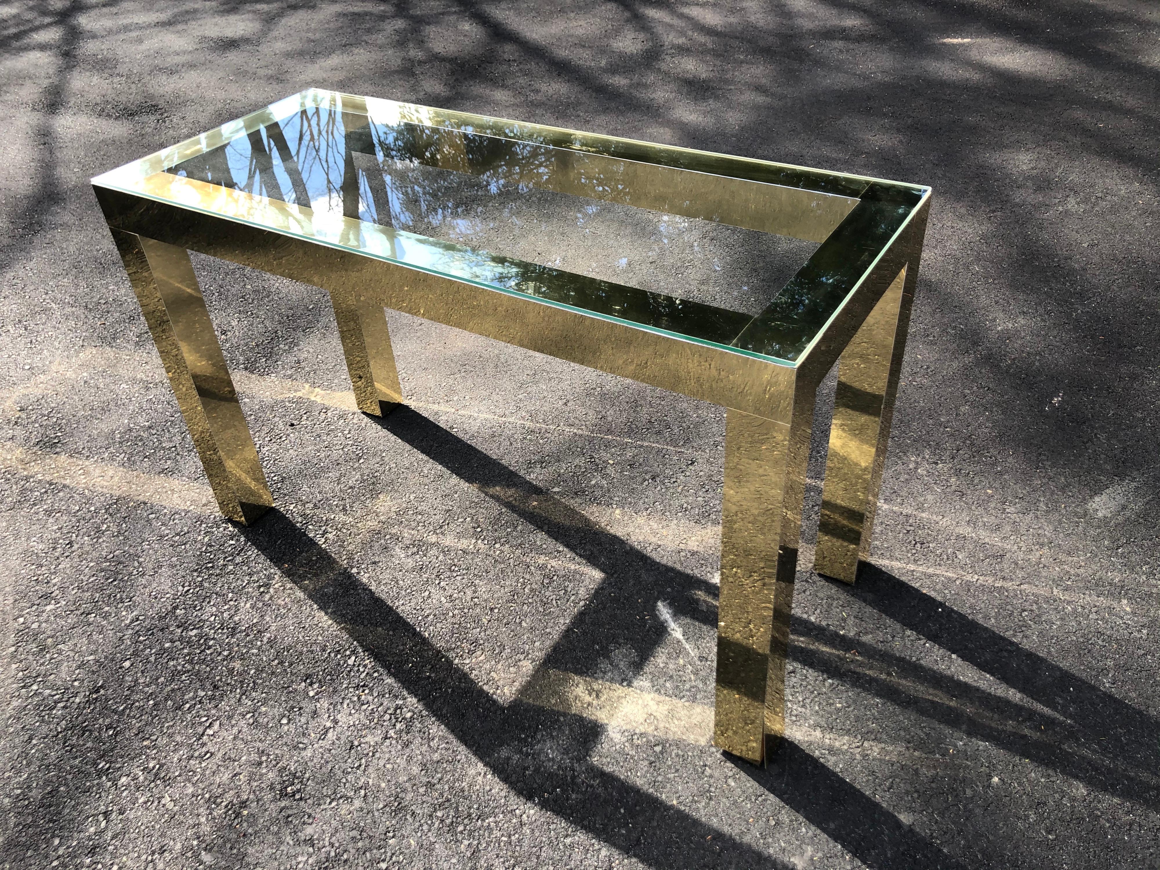 Mid-Century Modern Brass and Glass Console For Sale 2