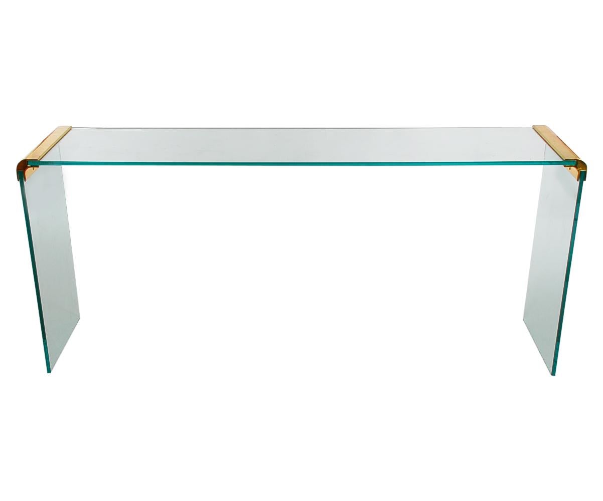 Late 20th Century Mid-Century Modern Brass and Glass Console or Sofa Table by Leon Rosen for Pace
