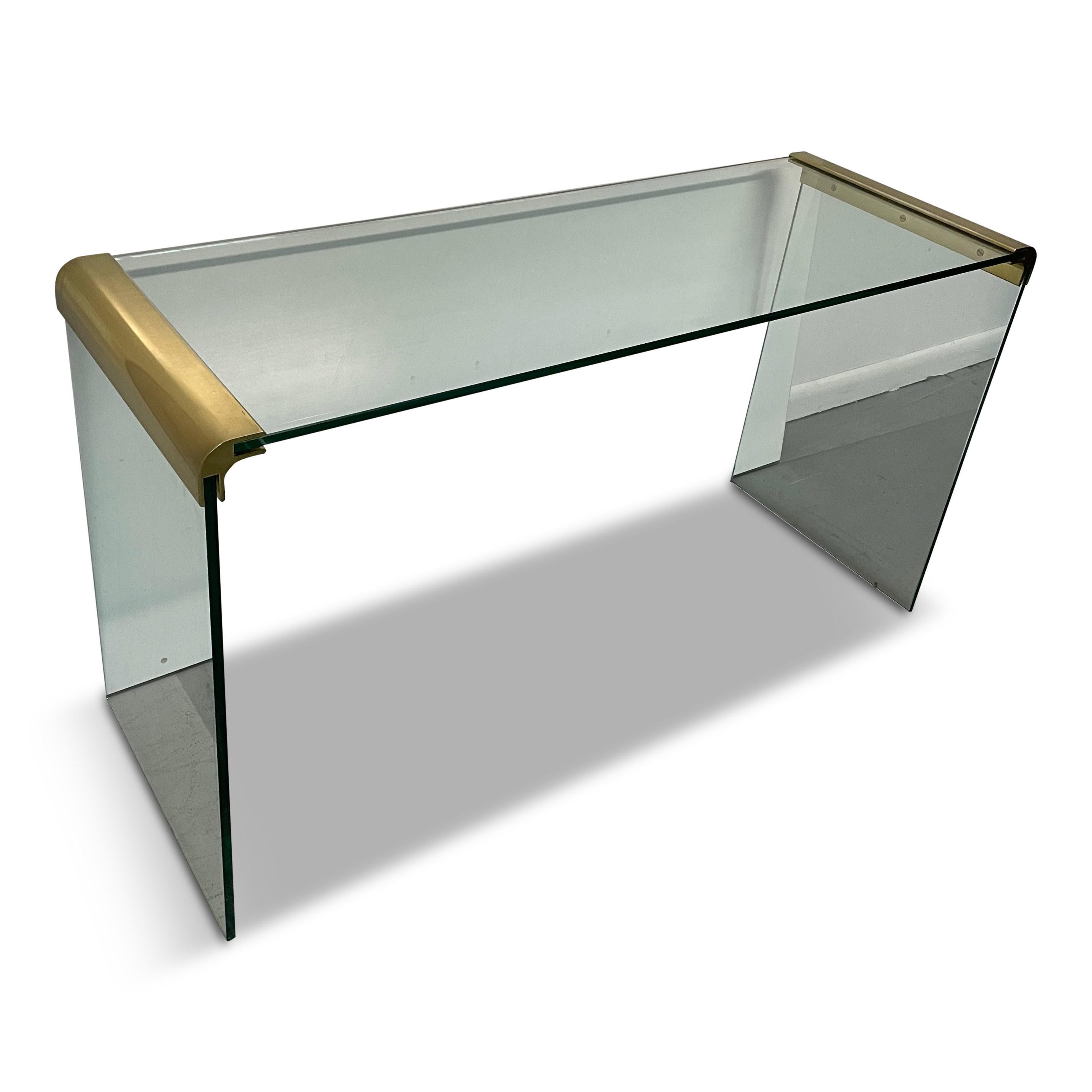 20th Century Mid-Century Modern Brass and Glass Console or Sofa Table by Leon Rosen for Pace