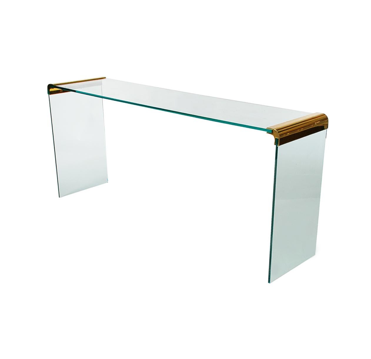 Mid-Century Modern Brass and Glass Console or Sofa Table by Leon Rosen for Pace 2