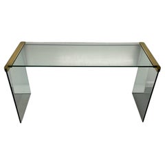 Mid-Century Modern Brass and Glass Console or Sofa Table by Leon Rosen for Pace