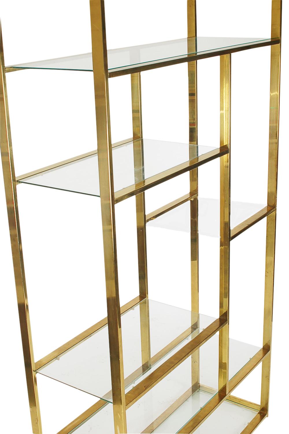 American Mid-Century Modern Brass and Glass Étagère Attributed to Milo Baughman