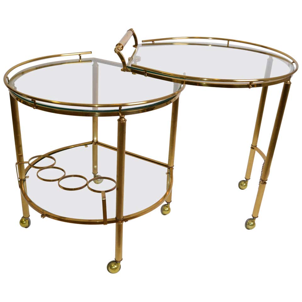 Mid Century Modern Italian Brass and Glass Modernist Bar Tea Cart ...
