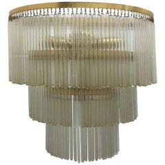 1950s Mid-Century Modern Brass and Glass Huge Wall Sconce