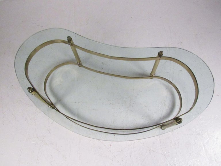Mid-Century Modern Brass and Glass Kidney Shaped Coffee ...