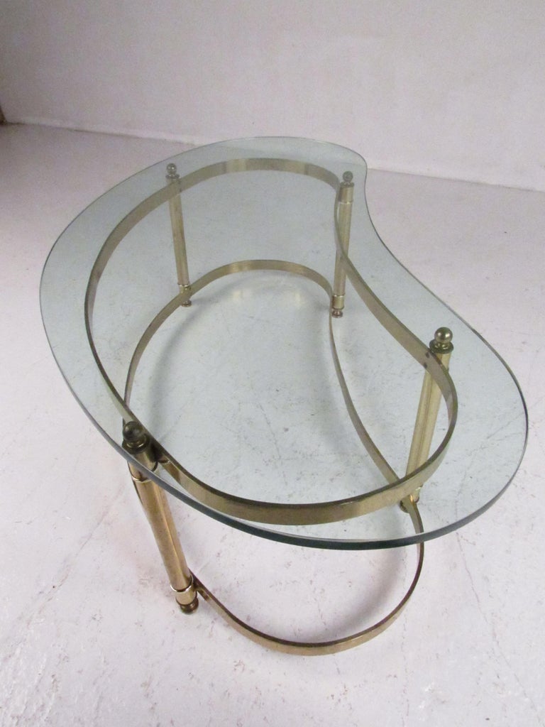 Mid-Century Modern Brass and Glass Kidney Shaped Coffee ...
