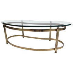 Moderner Couchtisch aus Messing und Glas in Knochenform aus der Mitte des Jahrhunderts