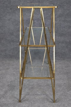 Mid Century Modern Brass and Glass Low Etagere One of Two
