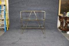 Mid Century Modern Brass and Glass Low Etagere Two of Two