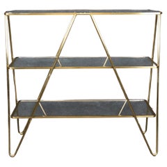 Mid Century Modern Brass and Glass Low Etagere Two of Two