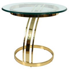 Mid Century Modern Brass and Glass Milo Baughman Style Side Table