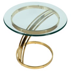 Mid Century Modern Brass and Glass Milo Baughman Style Side Table