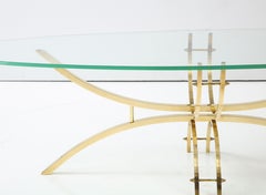 Mid-Century Modern Brass And Glass Oval Coffee Table